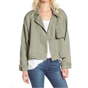 Rails Barclay Sage Green Linen Blend Double-Breasted Military Modern Jacket